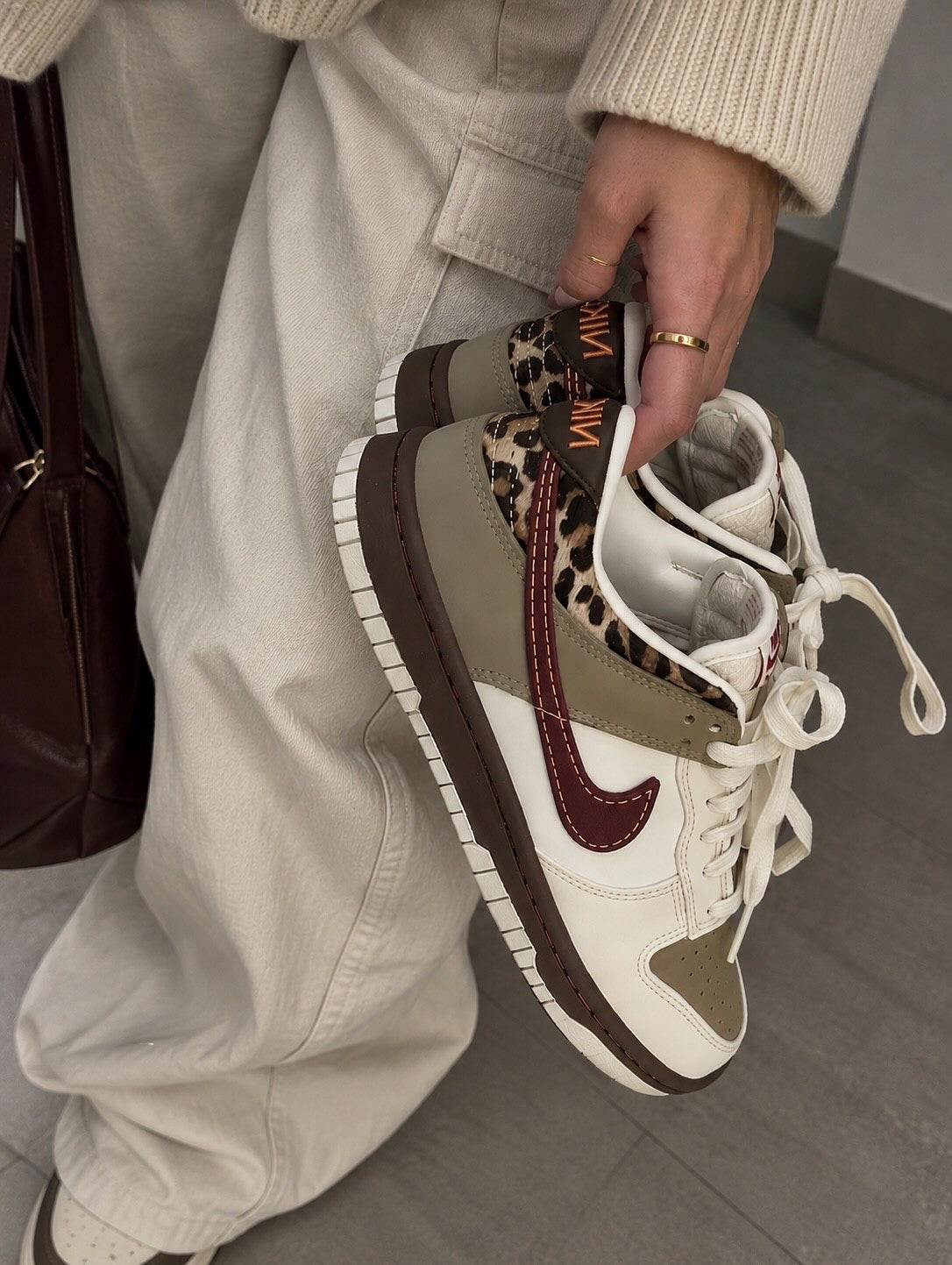 Nike Dunk Low Retro Khaki Team Red Pearl White