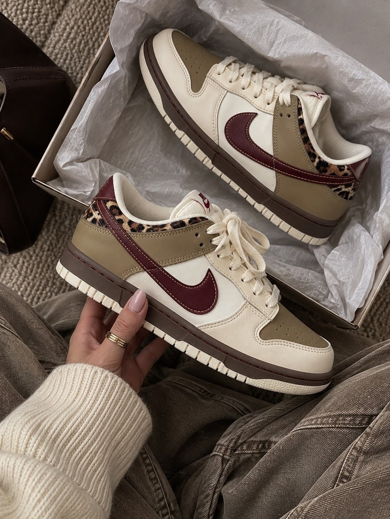 Nike Dunk Low Retro Khaki Team Red Pearl White